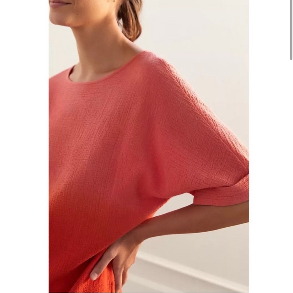 Anthropologie Coral Textured Short-Sleeve Blouse